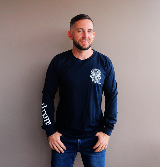 Mens Long Sleeve Tee Sugar Skull Design