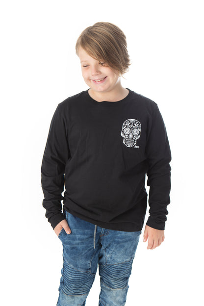 Kids Long Sleeve Tee Sugar Skull Design