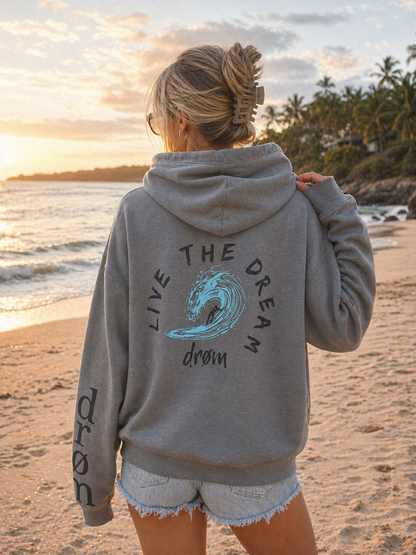 Womens Hoodie The Wave Black on Black