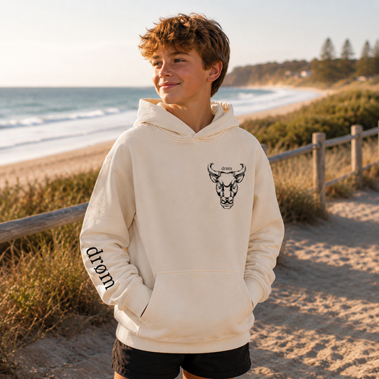 Boys Hoodie Black & White Bull