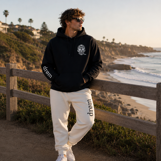 Mens Tracksuit drøm Sugar Skull Black top with Sand pants