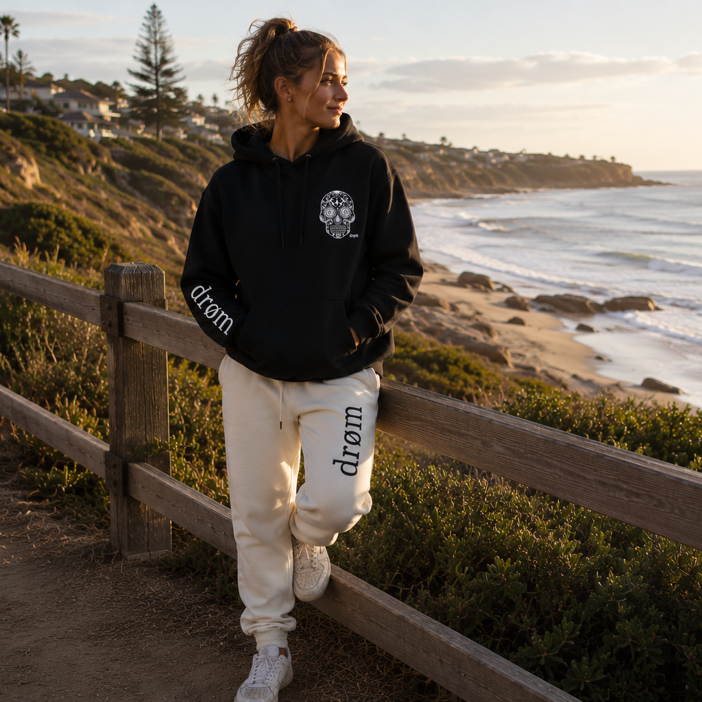 Womens Tracksuit drøm Sugar Skull Black top with Sand pants