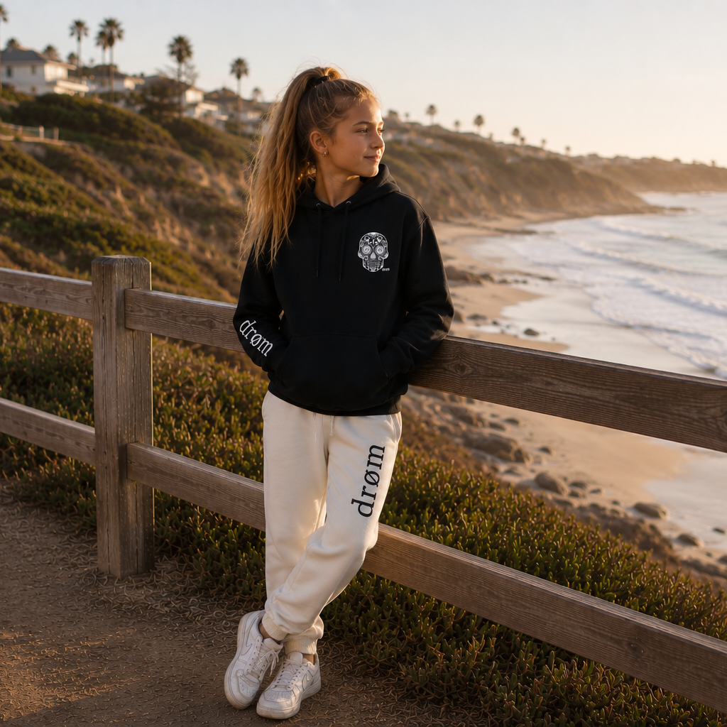 Girls Tracksuit drøm Sugar Skull Black top with Sand pants
