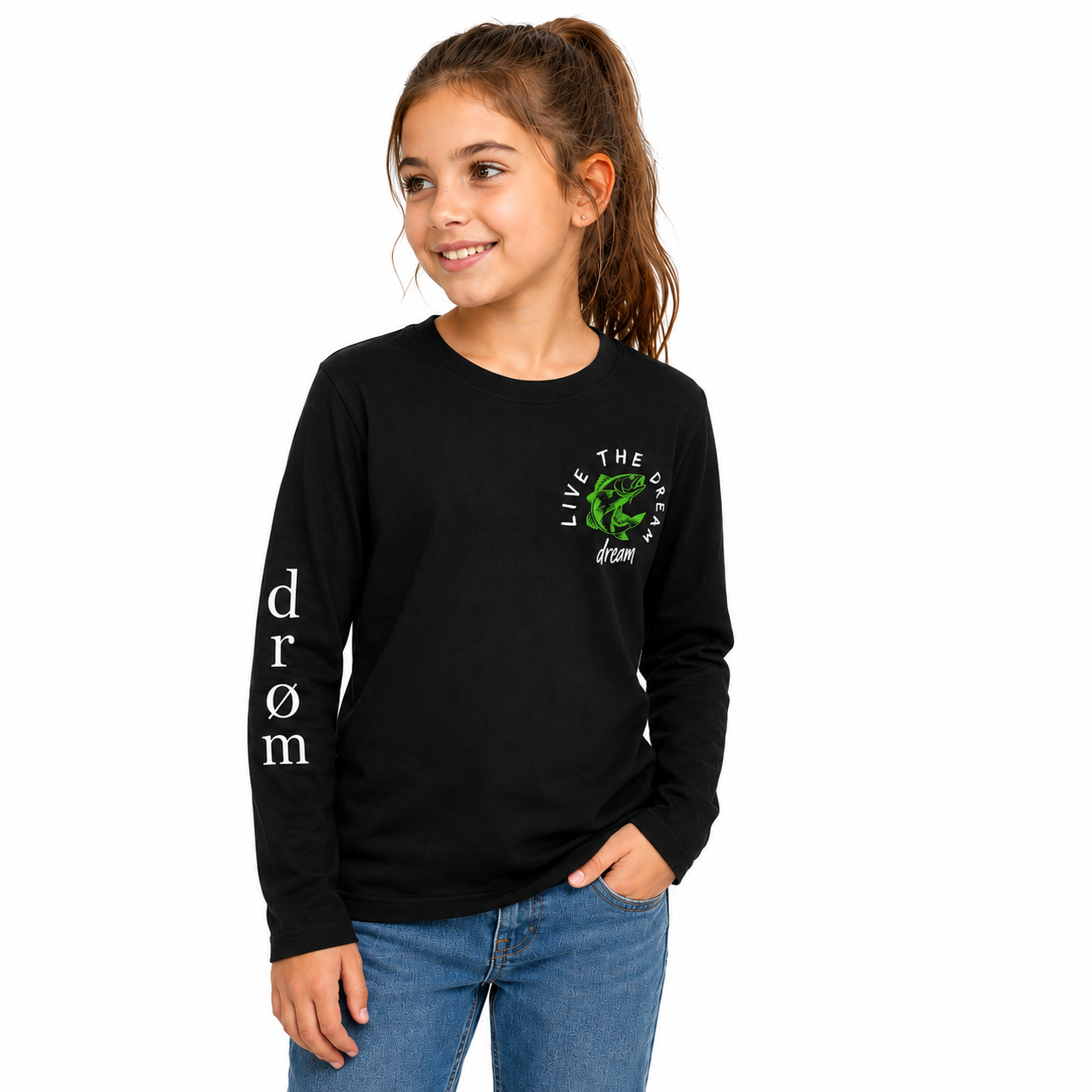 Girls Long Sleeve Tee Green Barra Design