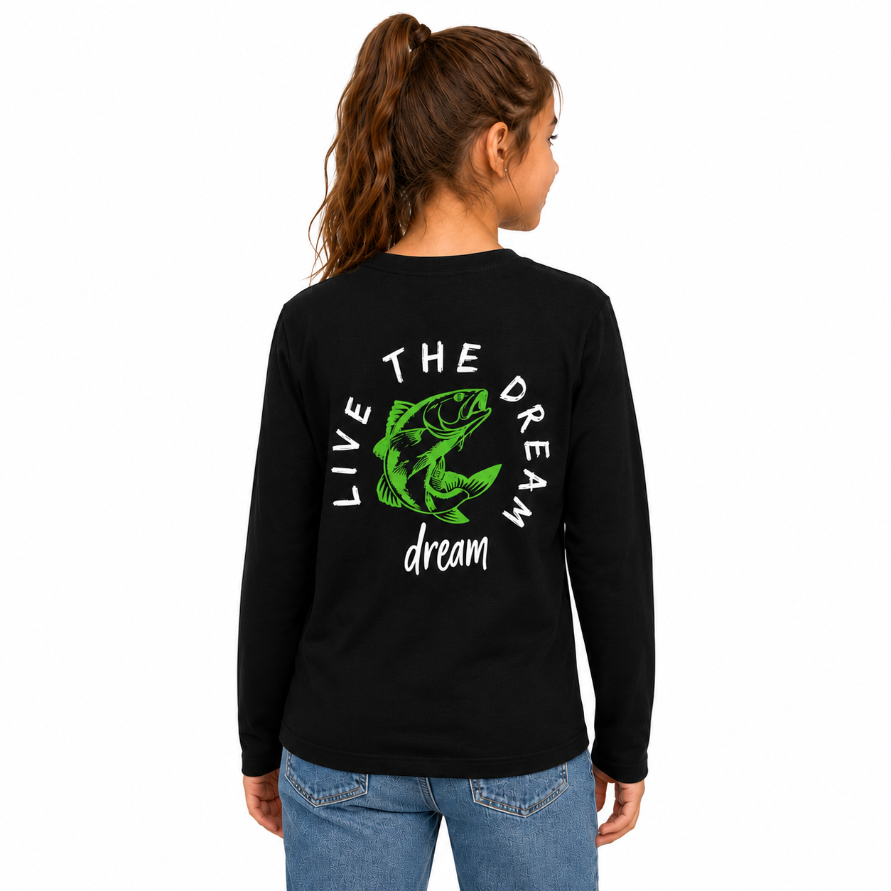 Girls Long Sleeve Tee Green Barra Design