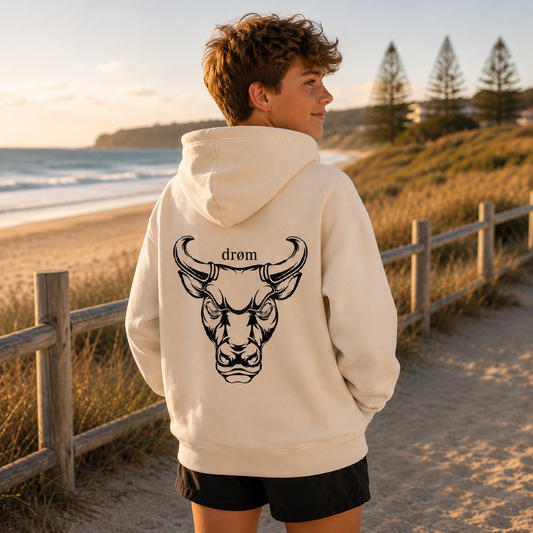 Boys Hoodie Black & White Bull