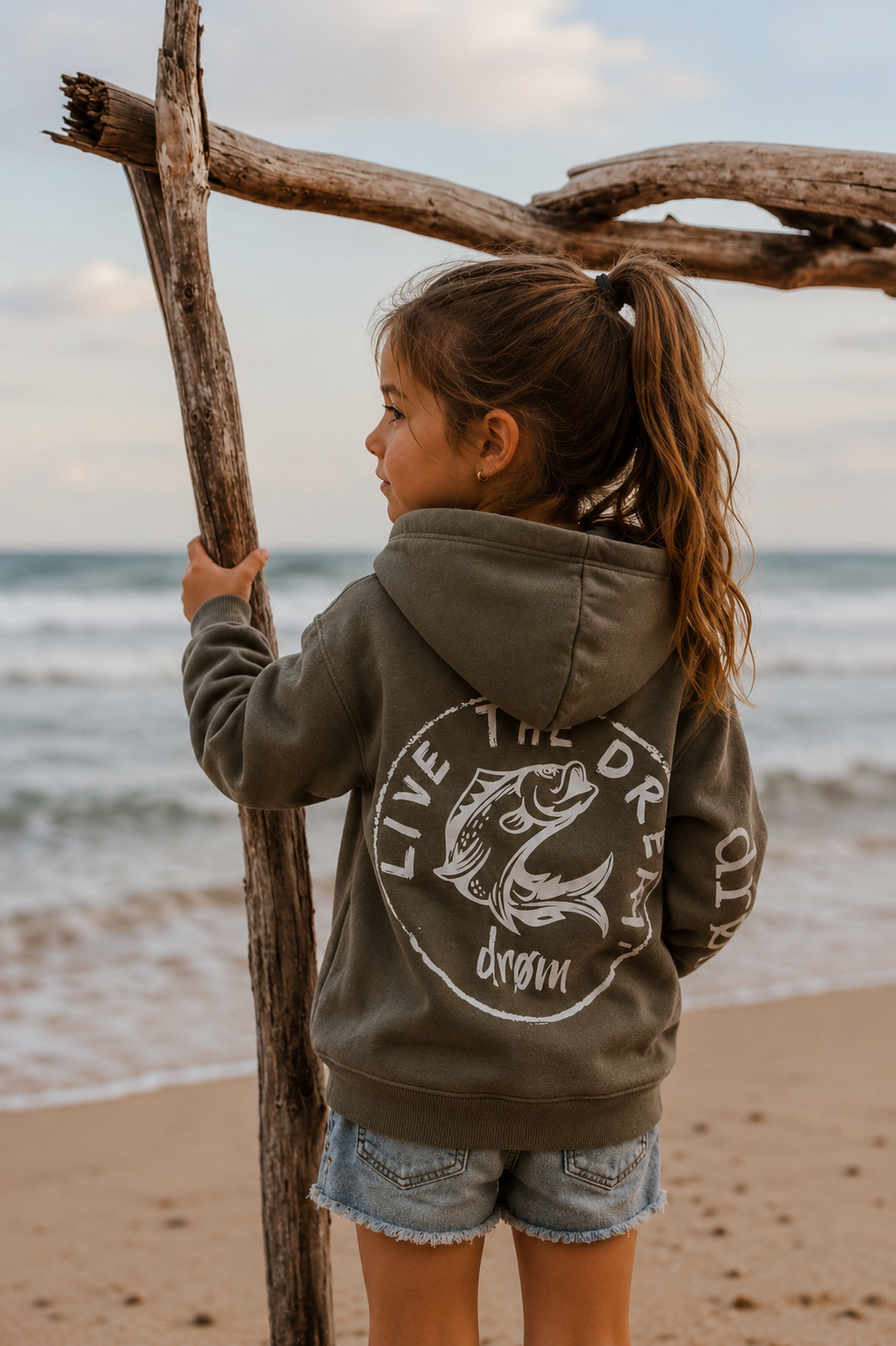 Girls Hoodie Black and White Barra Design