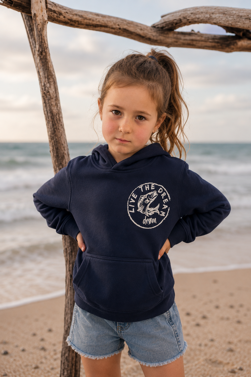 Girls Hoodie Black and White Barra Design