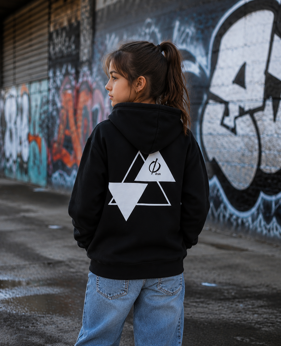 Girls Hoodie Triple Triangle Design