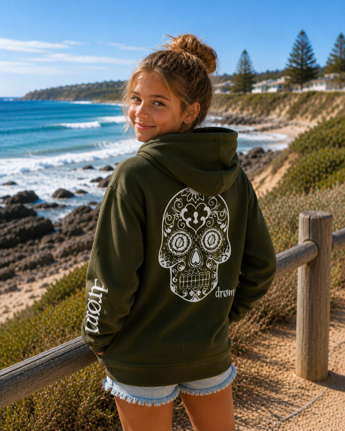 Girls Hoodie Sugar Skull Design