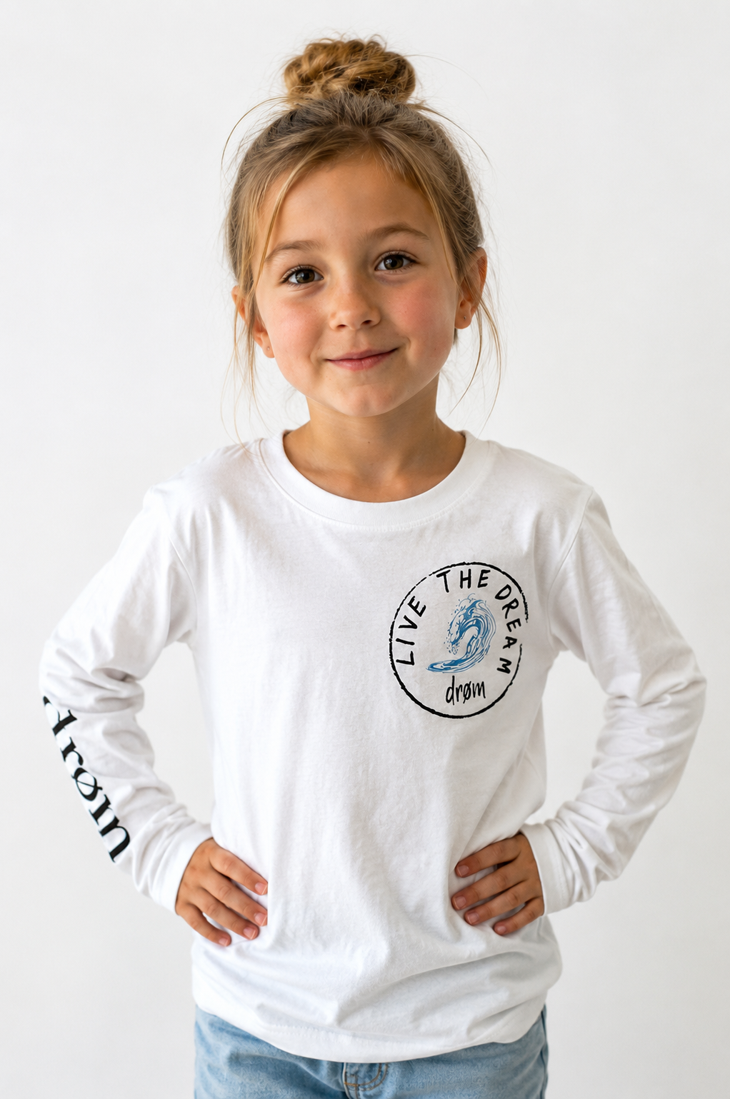 Girls Long Sleeve Tee The Wave Design