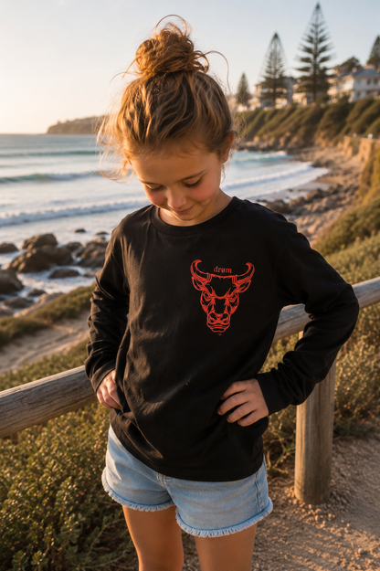 Girls Long Sleeve Tee Red Bull Design