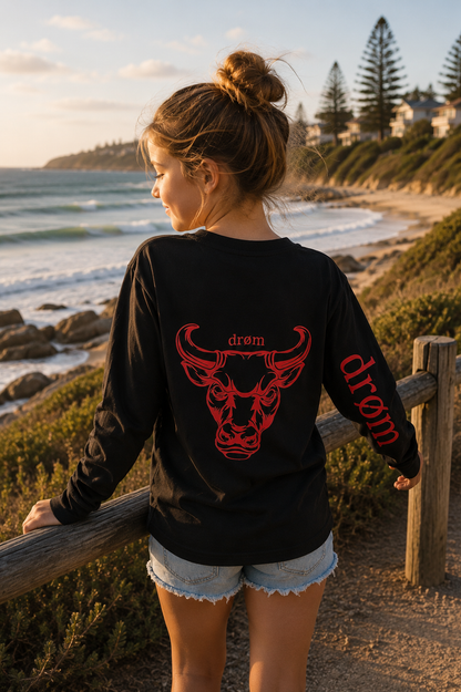 Girls Long Sleeve Tee Red Bull Design