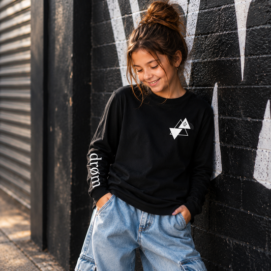 Girls Long Sleeve Tee Triple Triangle Design