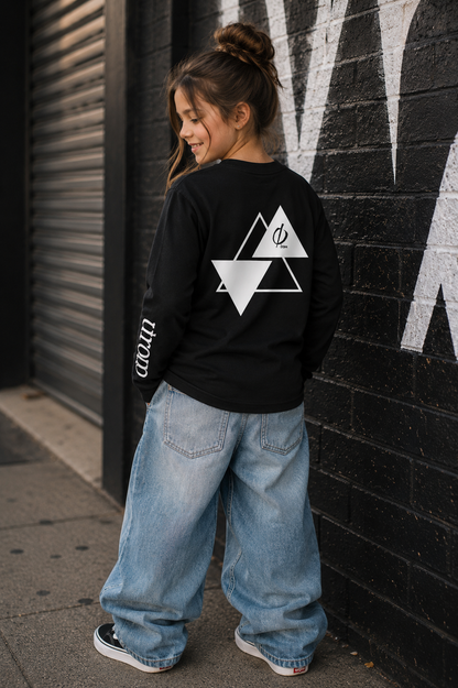 Girls Long Sleeve Tee Triple Triangle Design