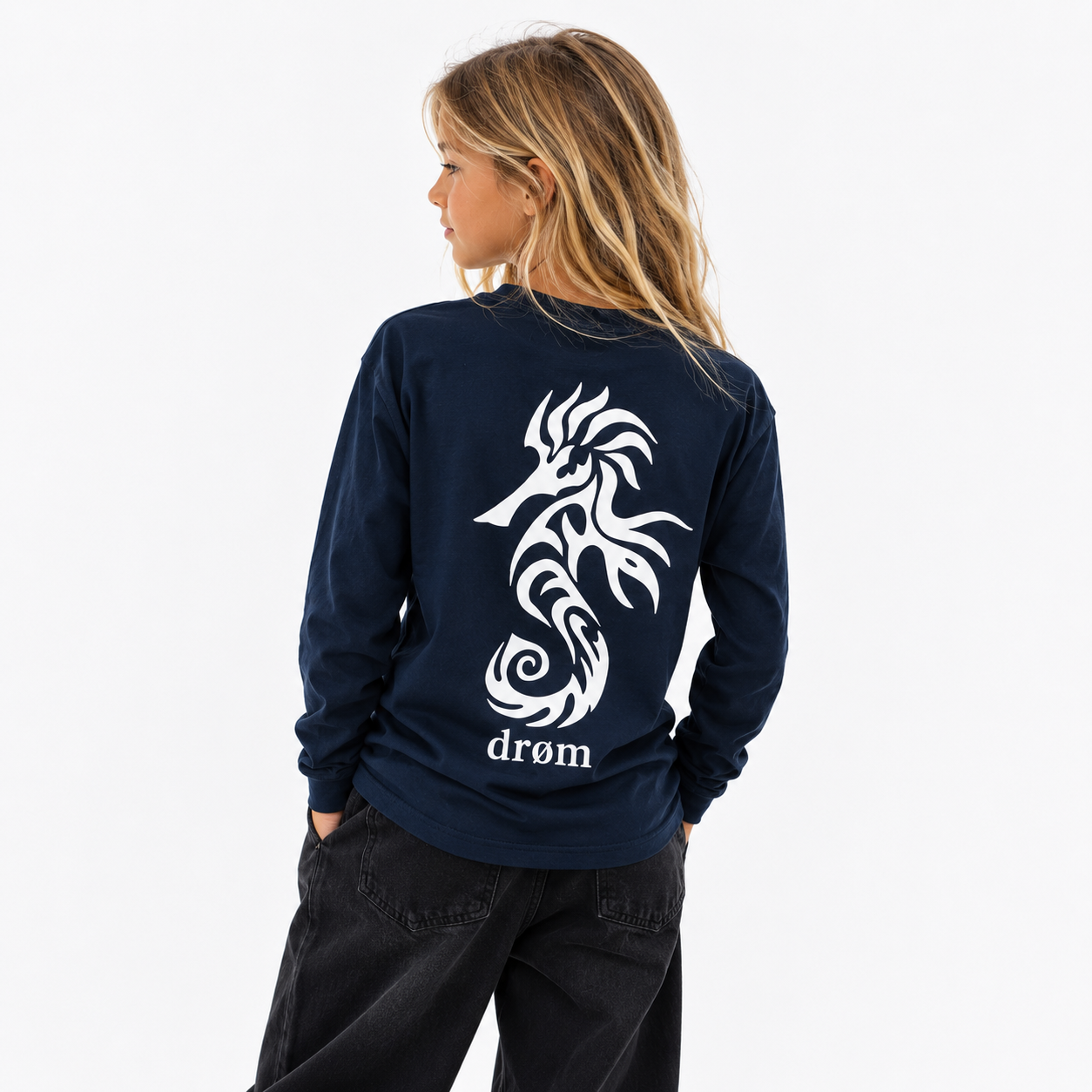 Girls Long Sleeve Tee Sea Horse Design