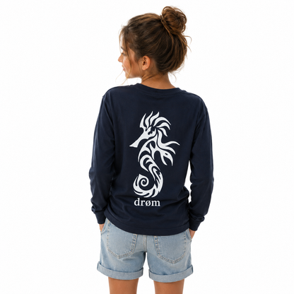 Girls Long Sleeve Tee Sea Horse Design