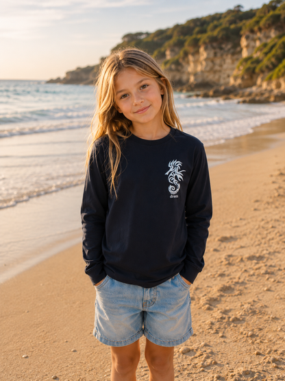 Girls Long Sleeve Tee Sea Horse Design