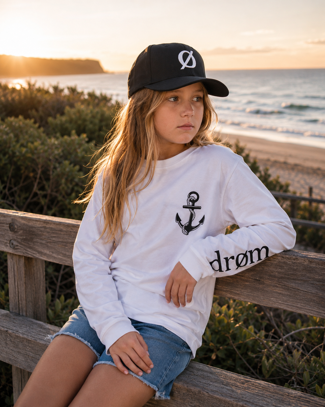 Girls Long Sleeve Tee Anchor Design