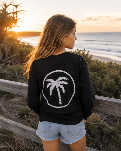 Girls Long Sleeve Tee Palm Design