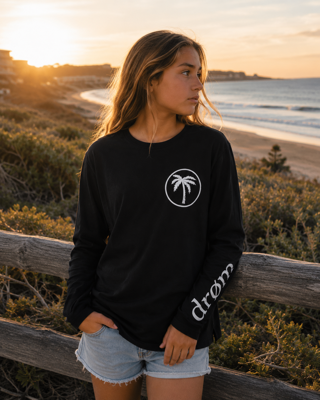 Girls Long Sleeve Tee Palm Design