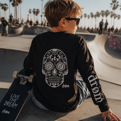 Kids Long Sleeve Tee Sugar Skull Design