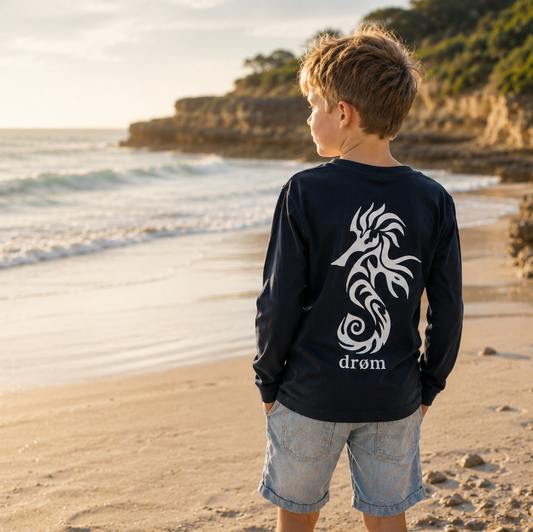 Kids Long Sleeve Tee Sea Horse Design