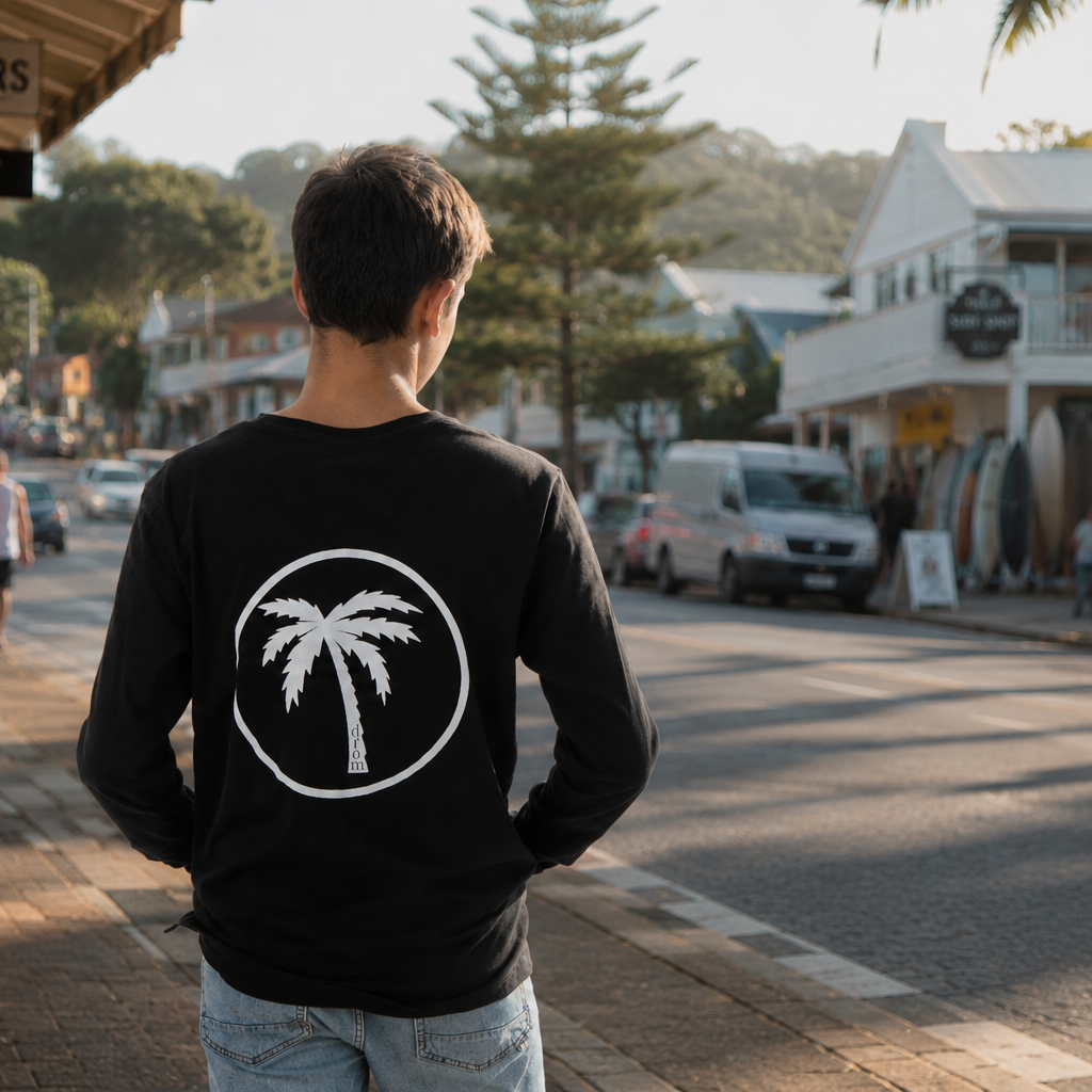 Boys Long Sleeve Tee Palm Design