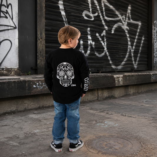 Kids Long Sleeve Tee Sugar Skull Design