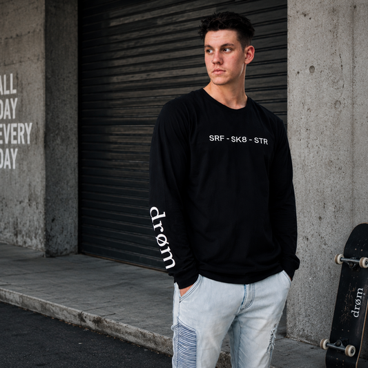 Mens Long Sleeve Tee  SRF - SK8 - STR Design