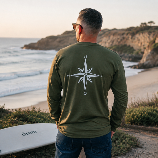 Mens Long Sleeve Tee Compass Design