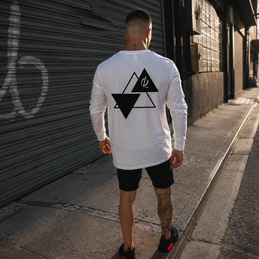 Mens Long Sleeve Tee Triple Triangle Design