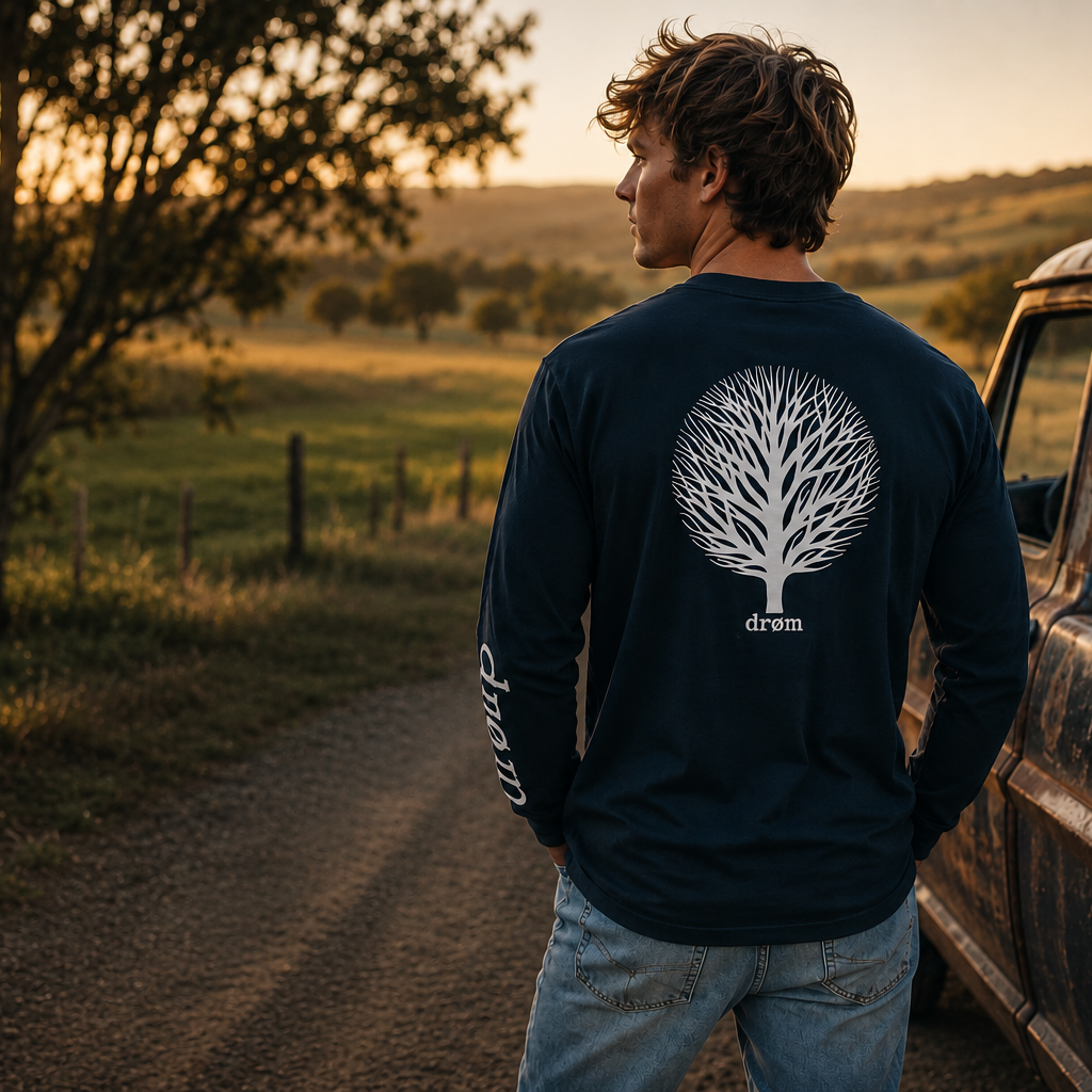 Mens Long Sleeve Tee Tree of Life Design
