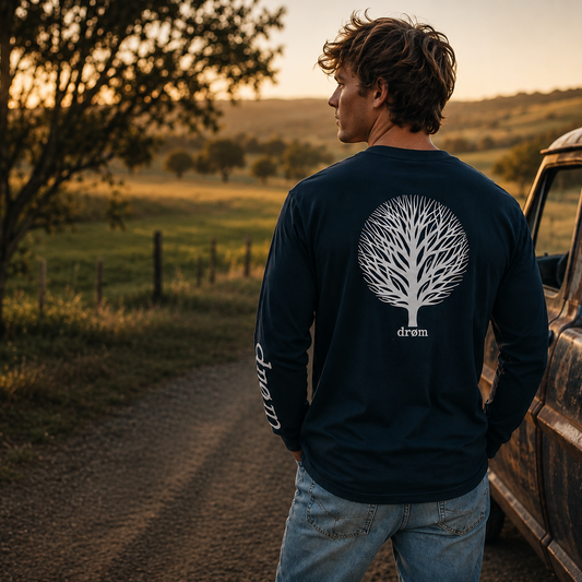 Mens Long Sleeve Tee Tree of Life Design