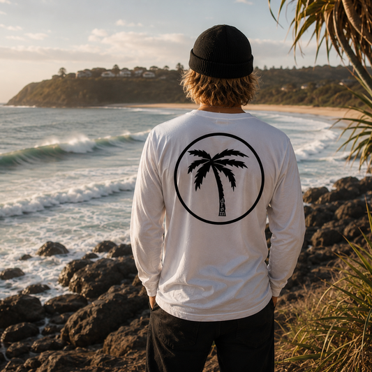 Mens Long Sleeve Tee Palm Design