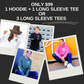3 Long Sleeve Tees Or  Hoodie and Long Sleeve Tee - $99