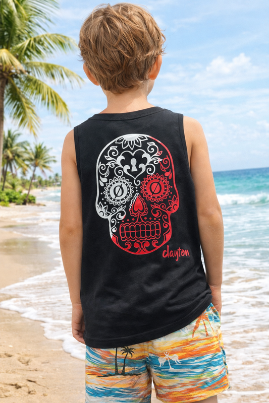 Kids Tank - Red/White Skull
