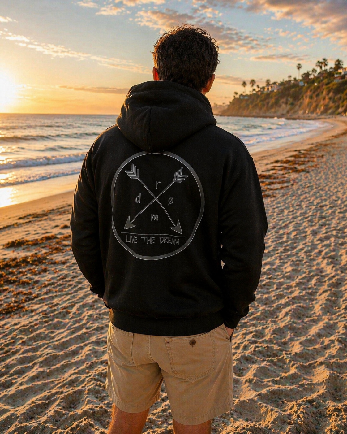 Mens Hoodie Black on Black Arrows Design