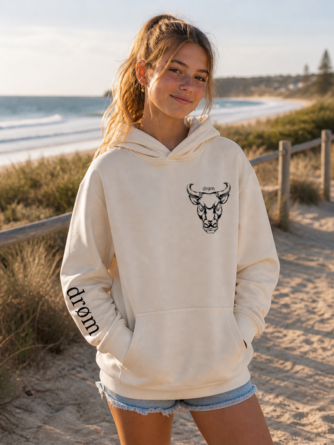Kids Hoodie Black & White Bull