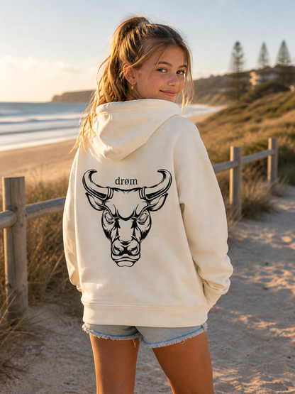 Kids Hoodie Black & White Bull