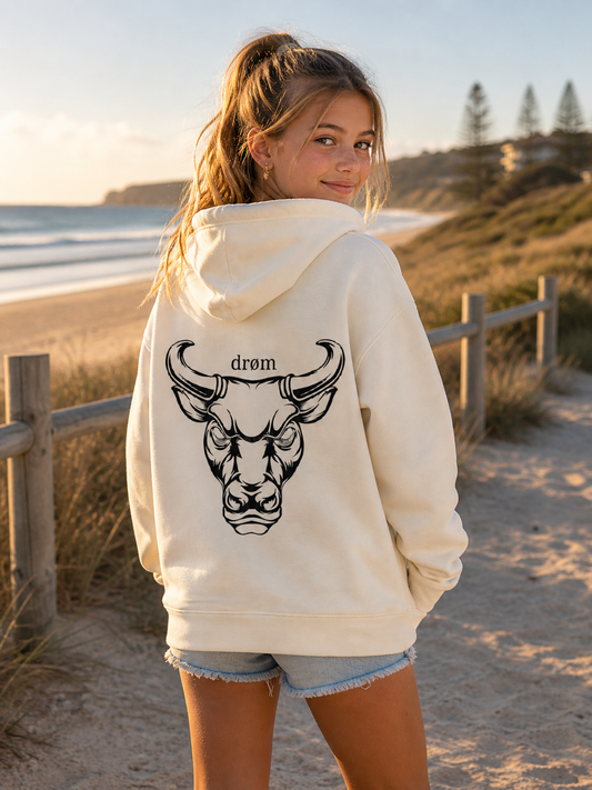 Kids Hoodie Black & White Bull