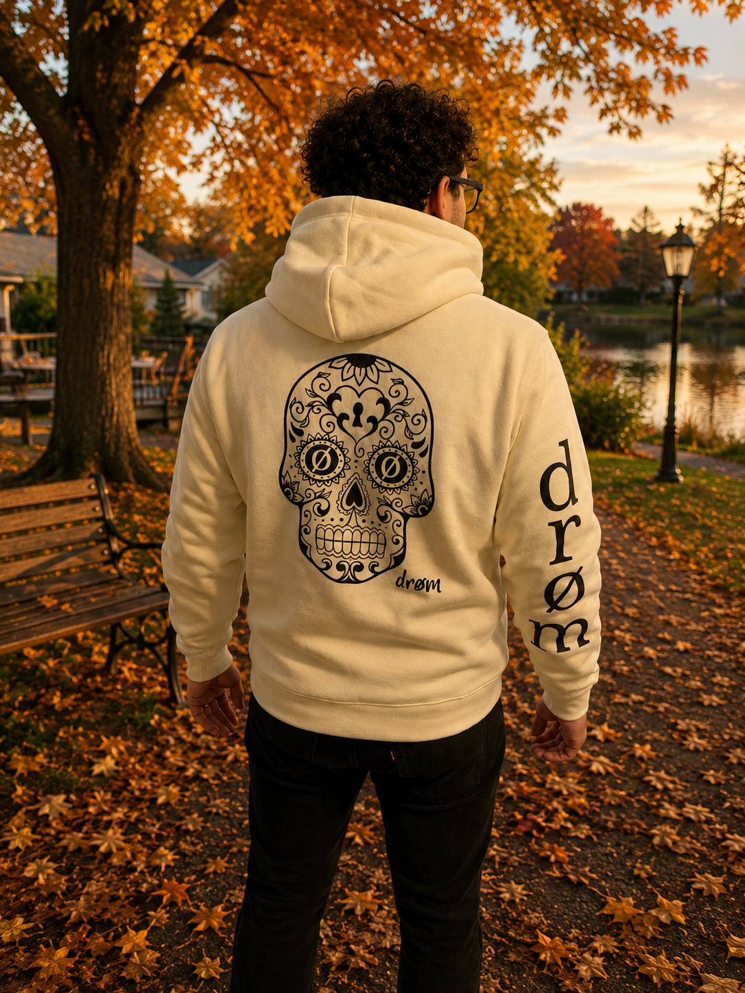 Mens Hoodie Sugar Skull Design