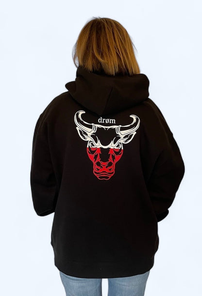 Womens Hoodie Red/White Bull