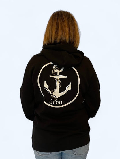 Womens Hoodie White & Gold Anchor Design