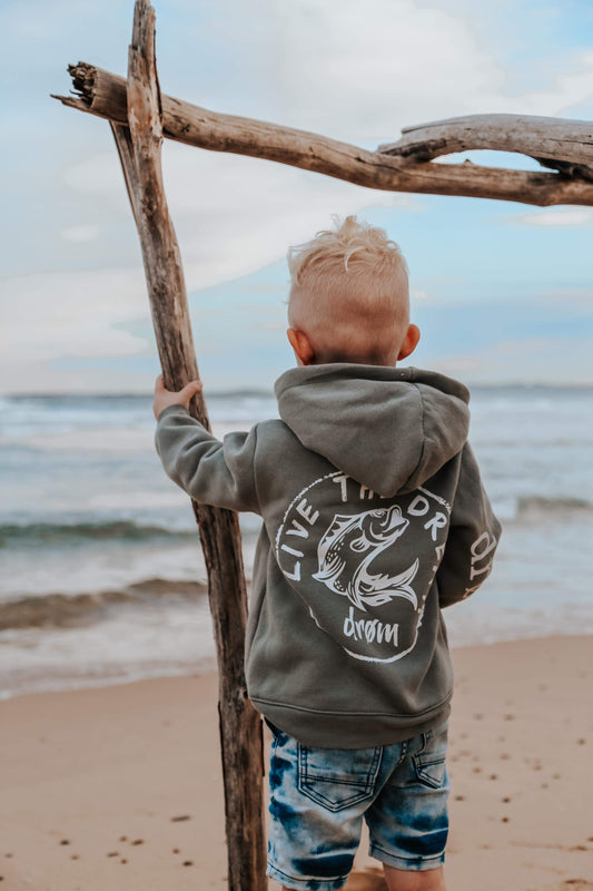 Kids Hoodie Black and White Barra Design