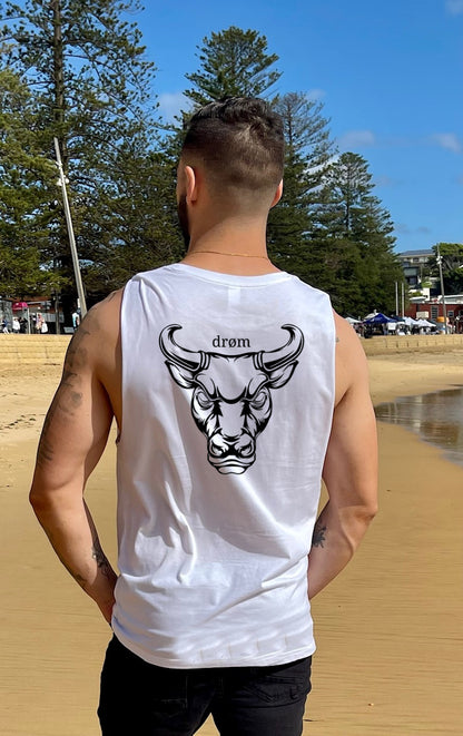 Bull Rider Tank Top Mens Tank Black or White Bull Design – drom Clothing