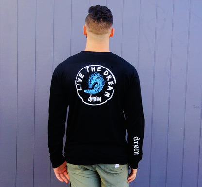 Mens Long Sleeve Tee Wave Design