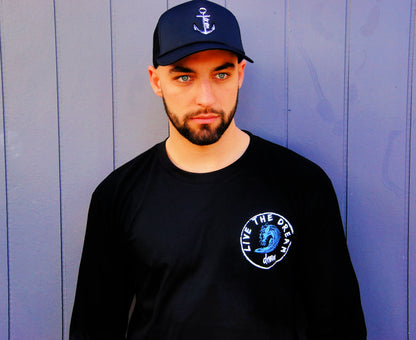 Mens Long Sleeve Tee Wave Design