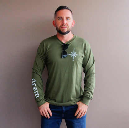 Mens Long Sleeve Tee Compass Design