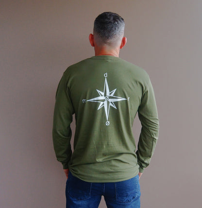 Mens Long Sleeve Tee Compass Design